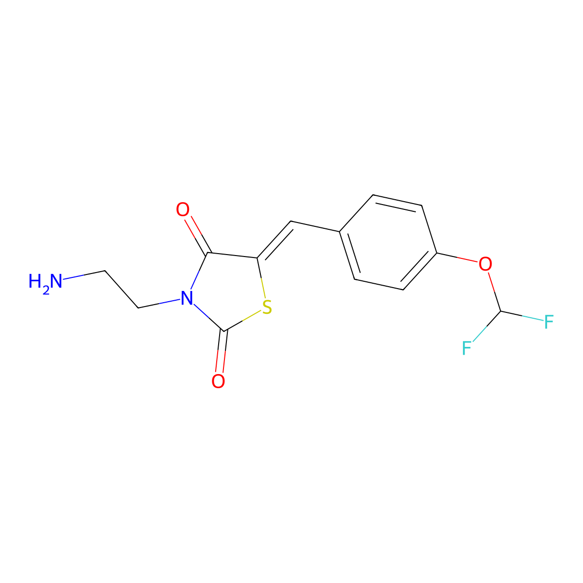 3-(2-Aminoethyl)-5-{[4-(difluoromethoxy)phenyl]methylidene}-1,3-thiazolidine-2,4-dione molecular structure, CAS 725710-66-7