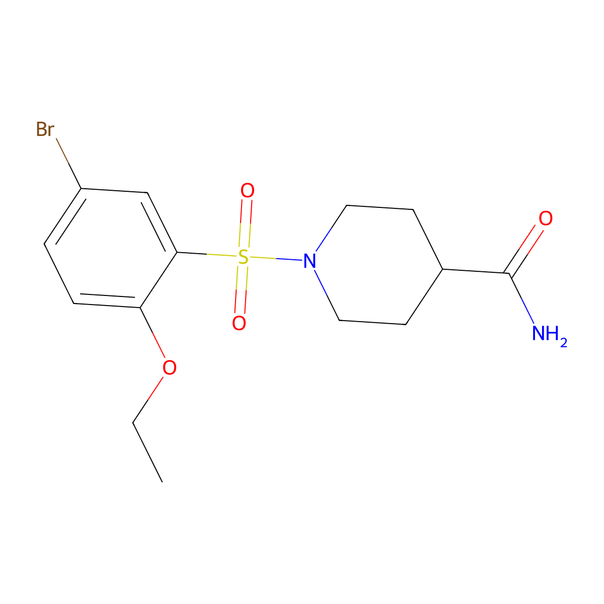 1-[(5-Bromo-2-ethoxyphenyl)sulfonyl]piperidine-4-carboxamide molecular structure, CAS 725715-95-7