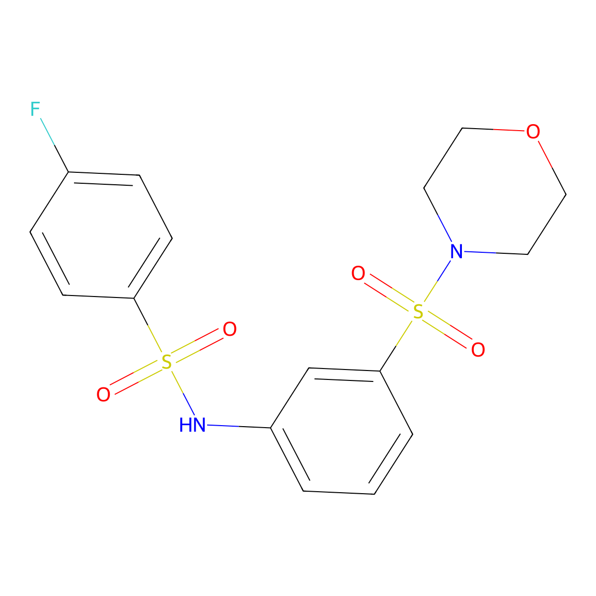 4-fluoro-N-(3-morpholin-4-ylsulfonylphenyl)benzenesulfonamide molecular structure, CAS 725716-44-9