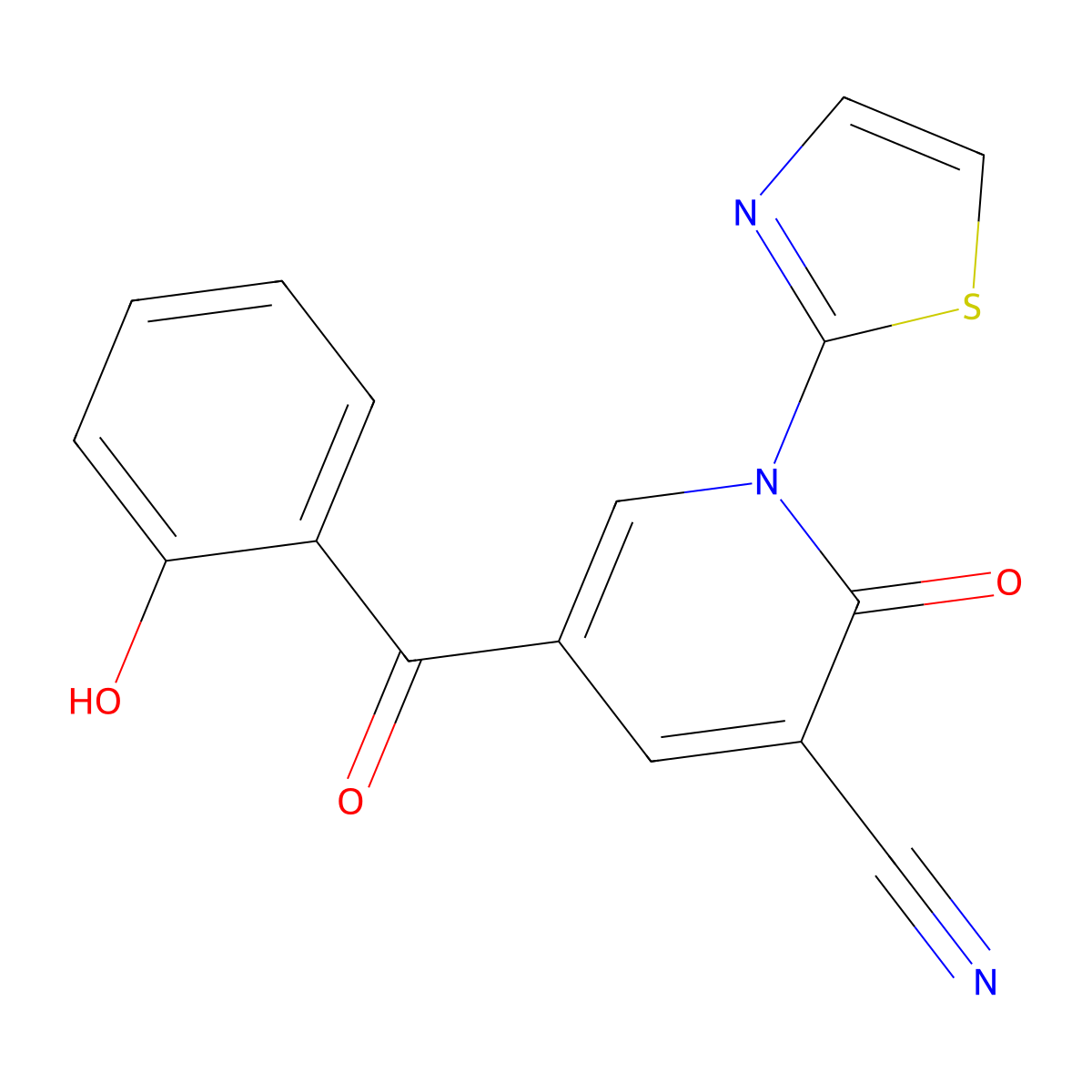 5-(2-Hydroxy-benzoyl)-2-oxo-1-thiazol-2-yl-1,2-dihydro-pyridine-3-carbonitrile molecular structure, CAS 725717-42-0