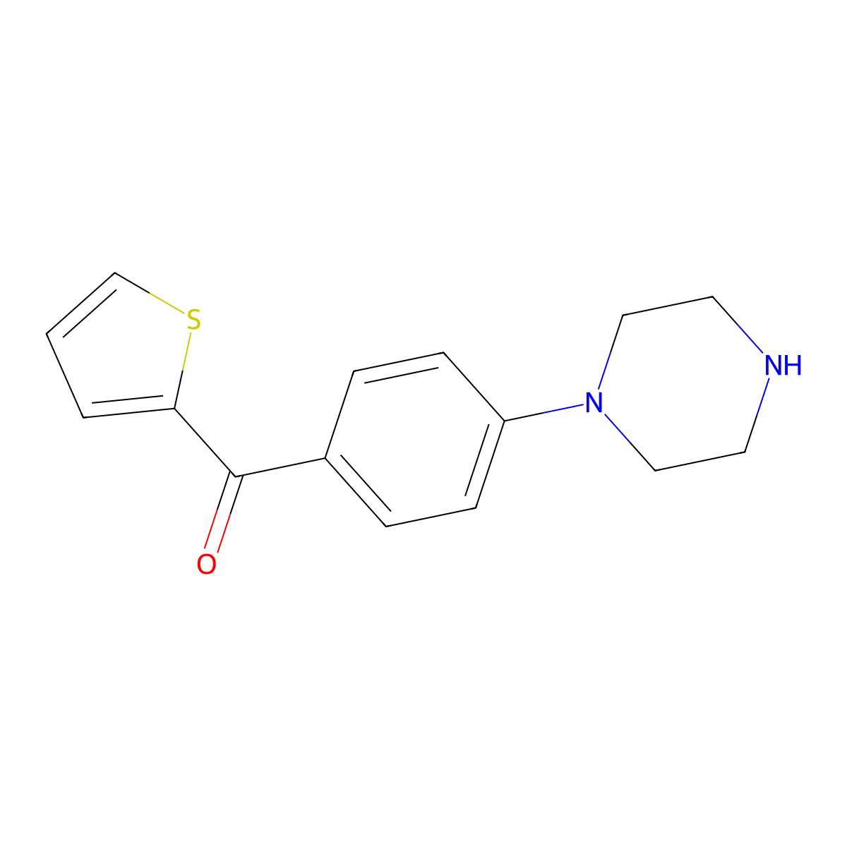 (4-Piperazin-1-ylphenyl)(2-thienyl)methanone molecular structure, CAS 725720-16-1