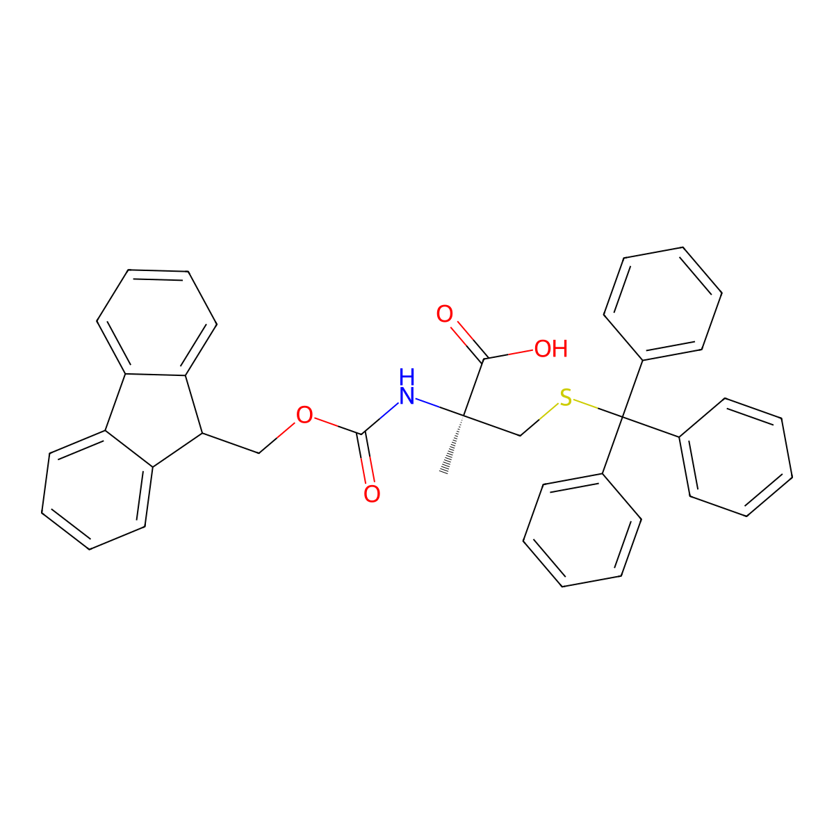 Fmoc-alpha-Me-D-Cys(Trt)-OH molecular structure, CAS 725728-37-0