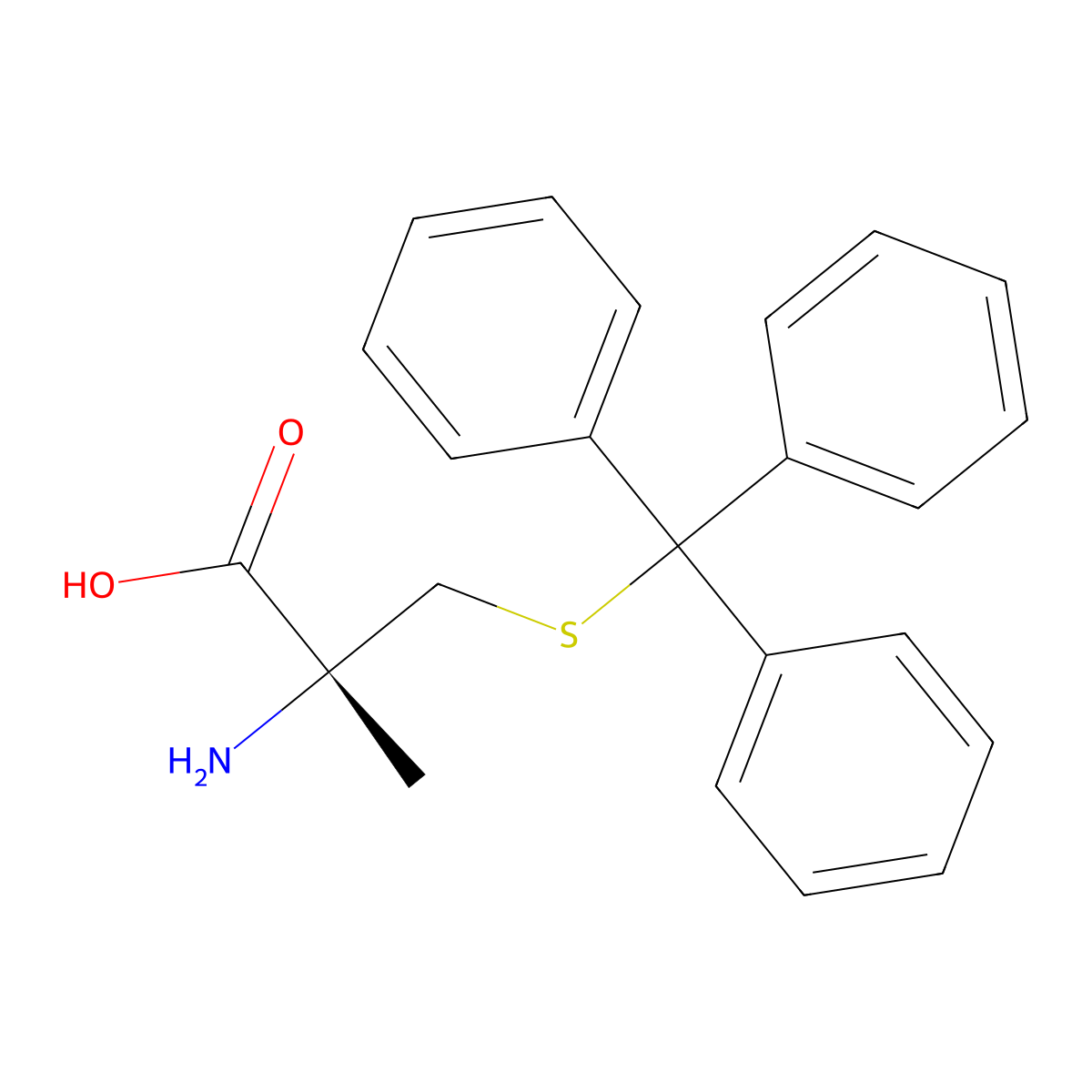 (R)-2-Amino-2-methyl-3-(tritylthio)propanoic acid molecular structure, CAS 725728-41-6