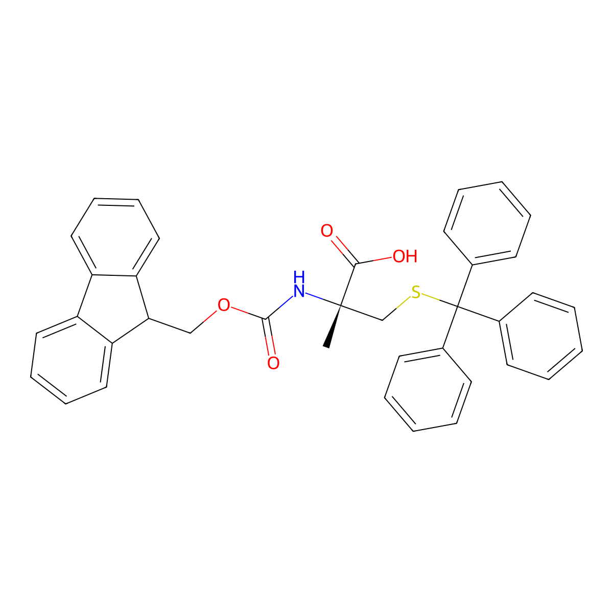 N-[(9H-Fluoren-9-ylmethoxy)carbonyl]-2-methyl-S-(triphenylmethyl)-L-cysteine molecular structure, CAS 725728-43-8
