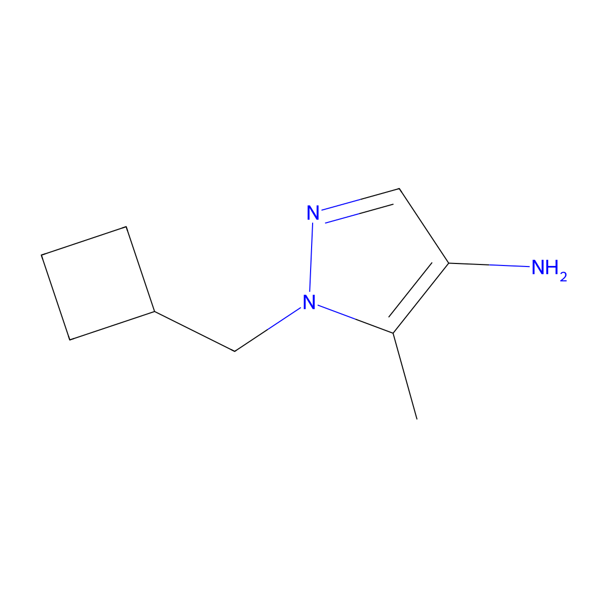 1-(cyclobutylmethyl)-5-methyl-1H-pyrazol-4-amine molecular structure, CAS 725746-85-0