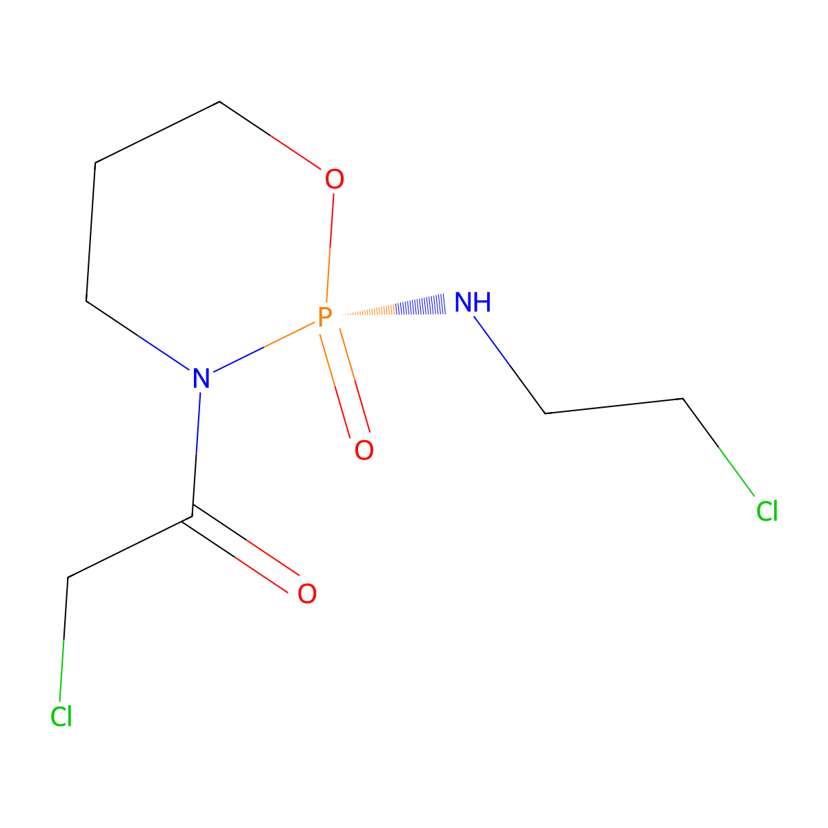 (R)-2-Chloro-1-(2-((2-chloroethyl)amino)-2-oxido-1,3,2-oxazaphosphinan-3-yl)ethanone molecular structure, CAS 72578-71-3