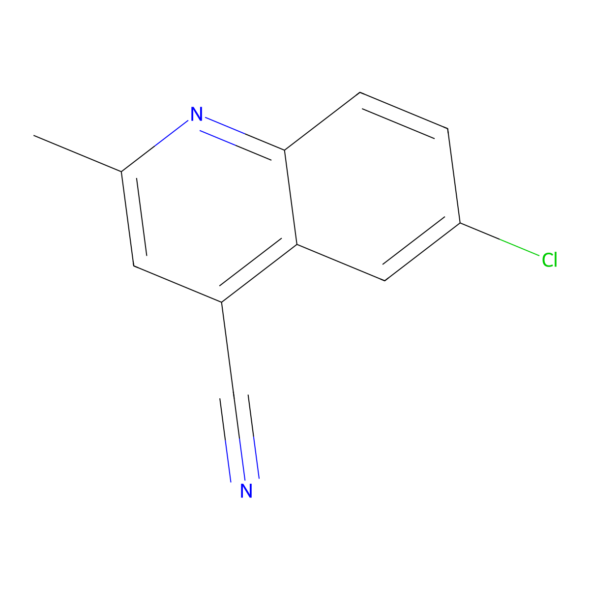 6-Chloro-2-methylquinoline-4-carbonitrile molecular structure, CAS 72583-13-2