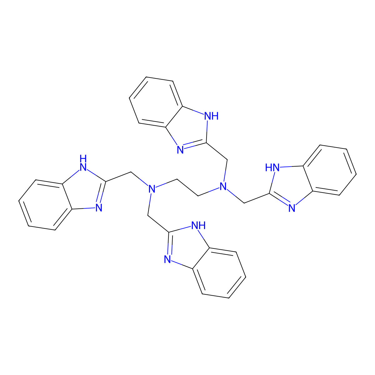 N,N,N',N'-tetrakis(1H-benzimidazol-2-ylmethyl)ethane-1,2-diamine molecular structure, CAS 72583-85-8
