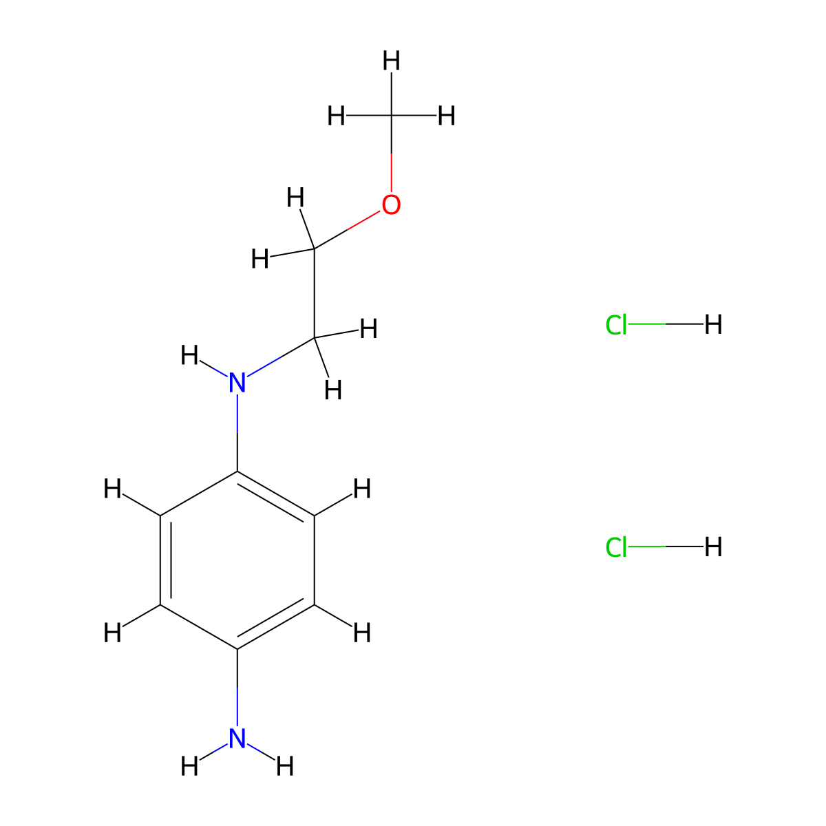 N-Methoxyethyl-p-phenylenediamine dihydrochloride molecular structure, CAS 72584-59-9