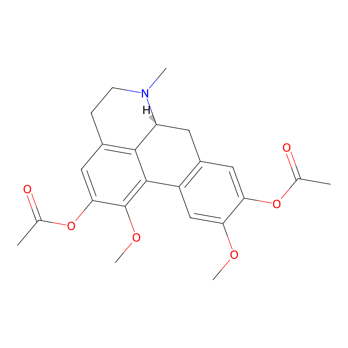 Diacetyl boldine molecular structure, CAS 72584-75-9