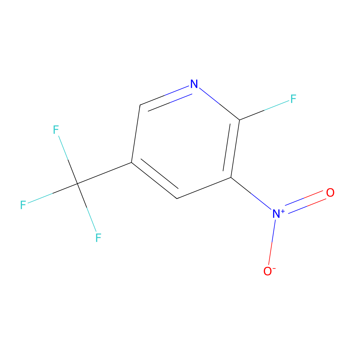 2-Fluoro-3-nitro-5-(trifluoromethyl)pyridine molecular structure, CAS 72587-16-7