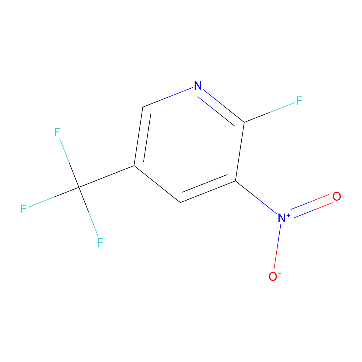2-Fluoro-3-nitro-5-(trifluoromethyl)pyridine molecular structure, CAS 72587-16-7