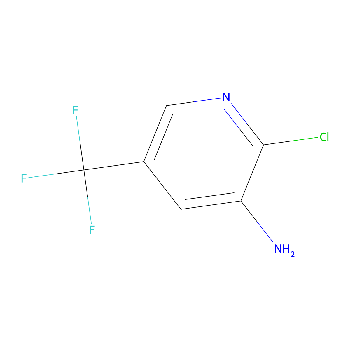 2-Chloro-5-(trifluoromethyl)pyridin-3-amine molecular structure, CAS 72587-18-9