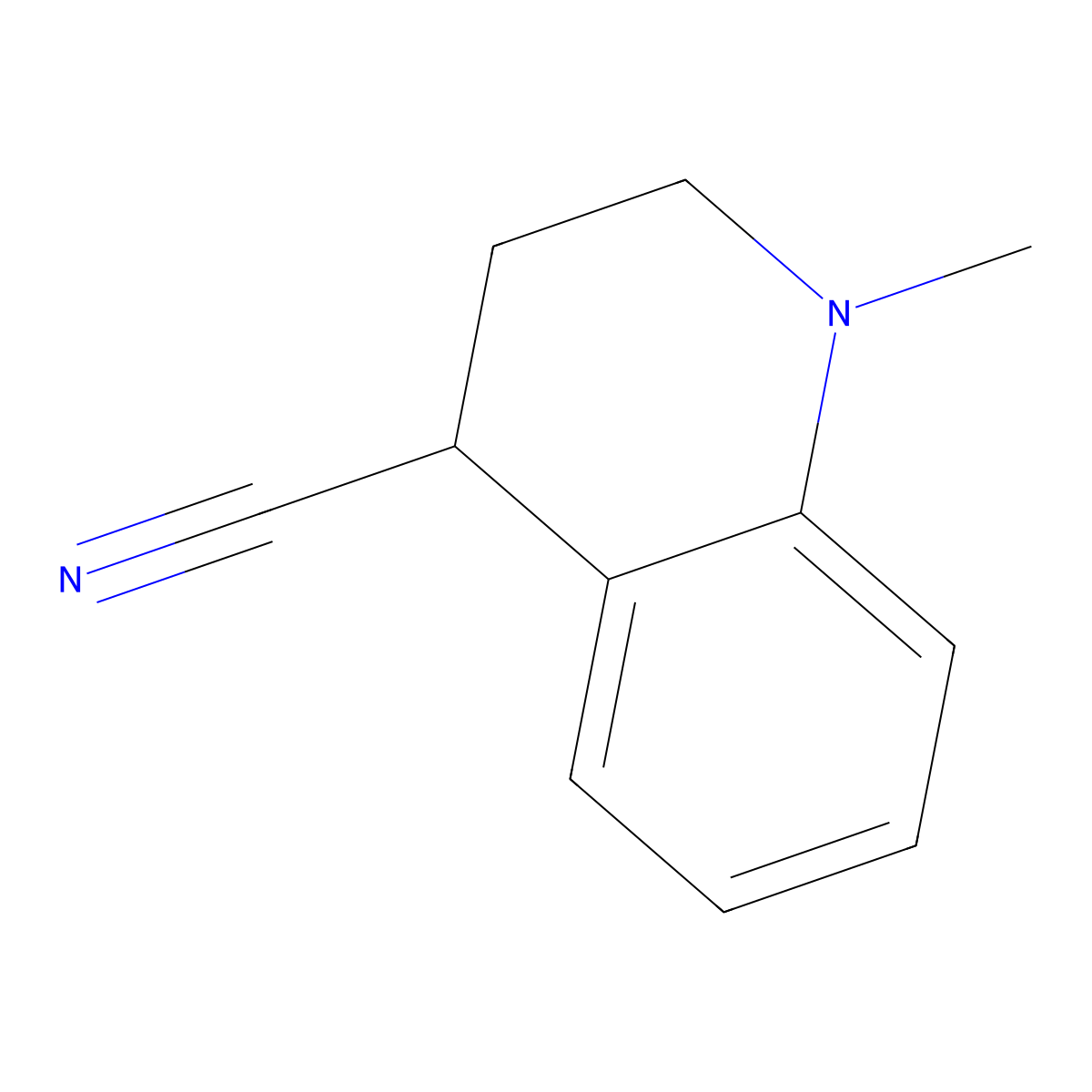 1,2,3,4-Tetrahydro-1-methyl-4-quinolinecarbonitrile molecular structure, CAS 72594-75-3