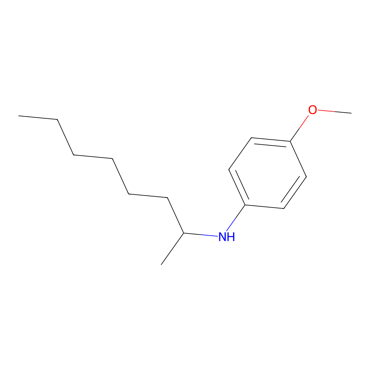 Benzenamine, 4-methoxy-N-(1-methylheptyl)- molecular structure, CAS 726-23-8