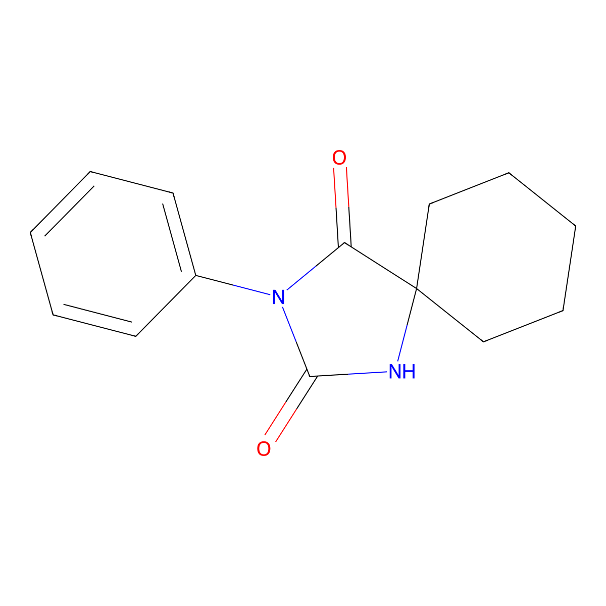 3-Phenyl-1,3-diazaspiro[4.5]decane-2,4-dione molecular structure, CAS 726-97-6