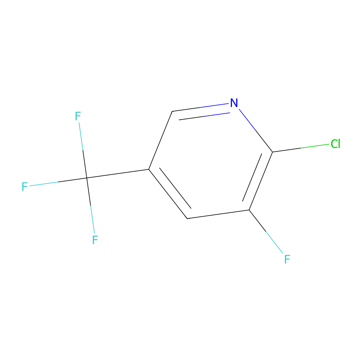 2-Chloro-3-fluoro-5-(trifluoromethyl)pyridine molecular structure, CAS 72600-67-0