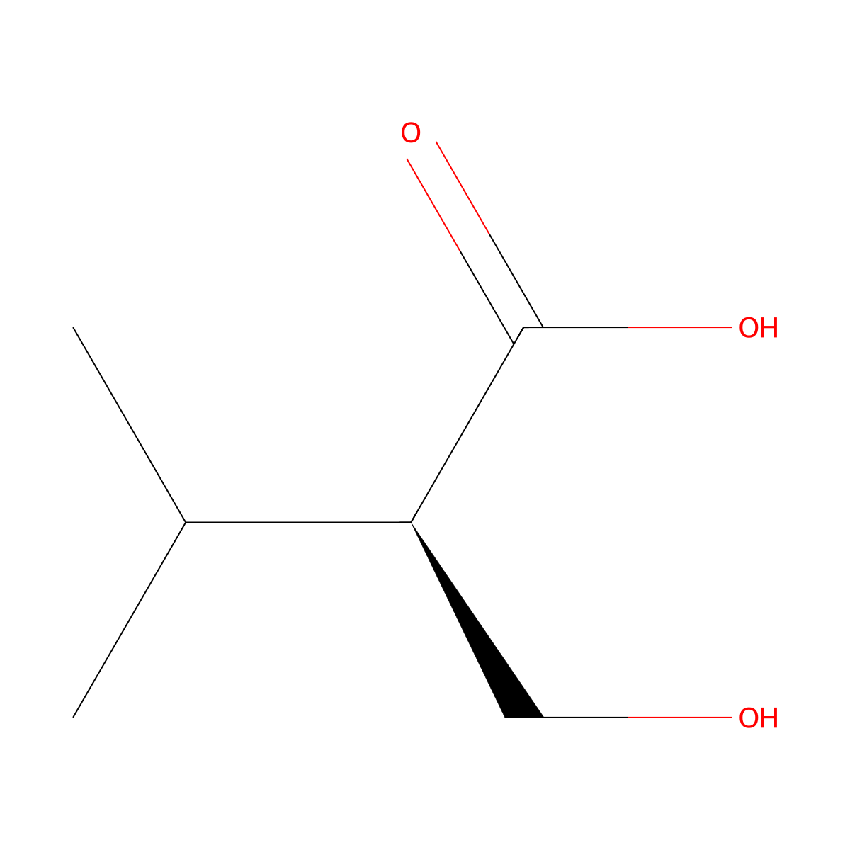 (R)-2-(Hydroxymethyl)-3-methylbutanoic acid molecular structure, CAS 72604-80-9