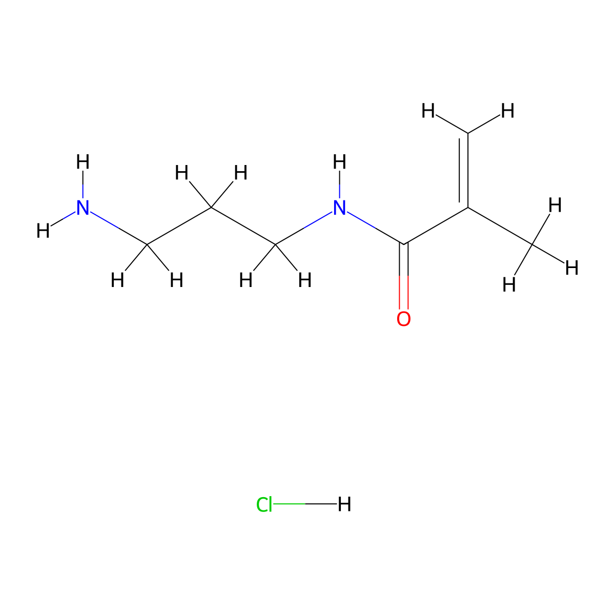 2-Propenamide, N-(3-aminopropyl)-2-methyl-, hydrochloride (1:1) molecular structure, CAS 72607-53-5