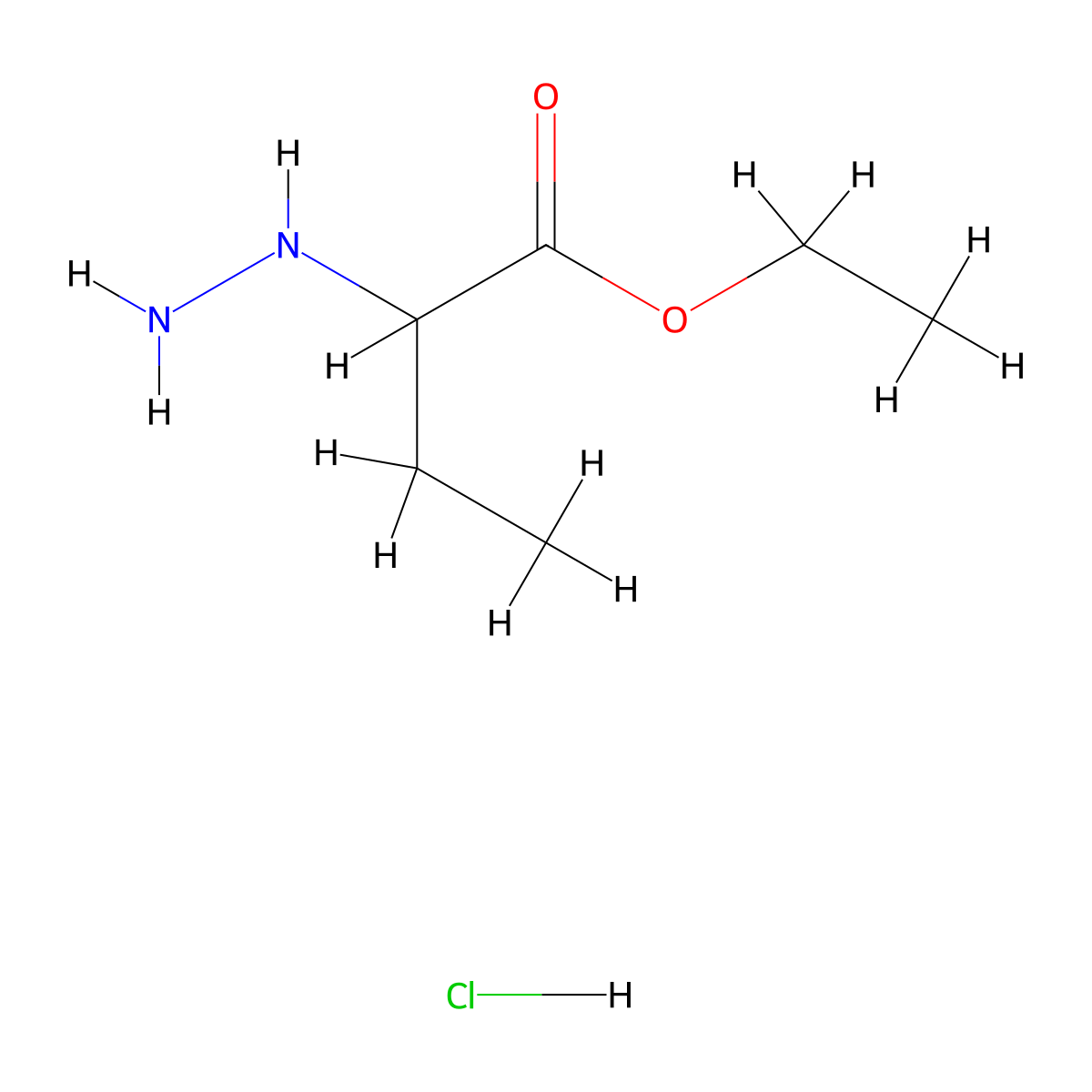 Ethyl 2-hydrazinylbutanoate hydrochloride molecular structure, CAS 72613-92-4