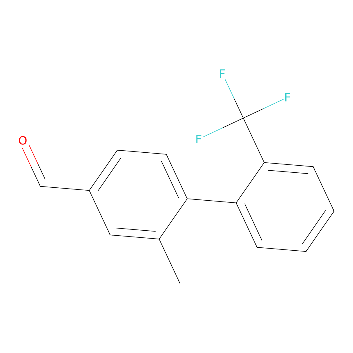 2-Methyl-2'-(trifluoromethyl)-[1,1'-biphenyl]-4-carboxaldehyde molecular structure, CAS 726136-61-4