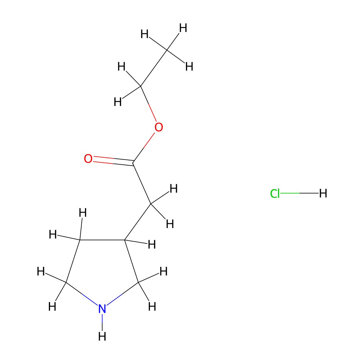 Ethyl 2-(pyrrolidin-3-yl)acetate hydrochloride molecular structure, CAS 726139-60-2