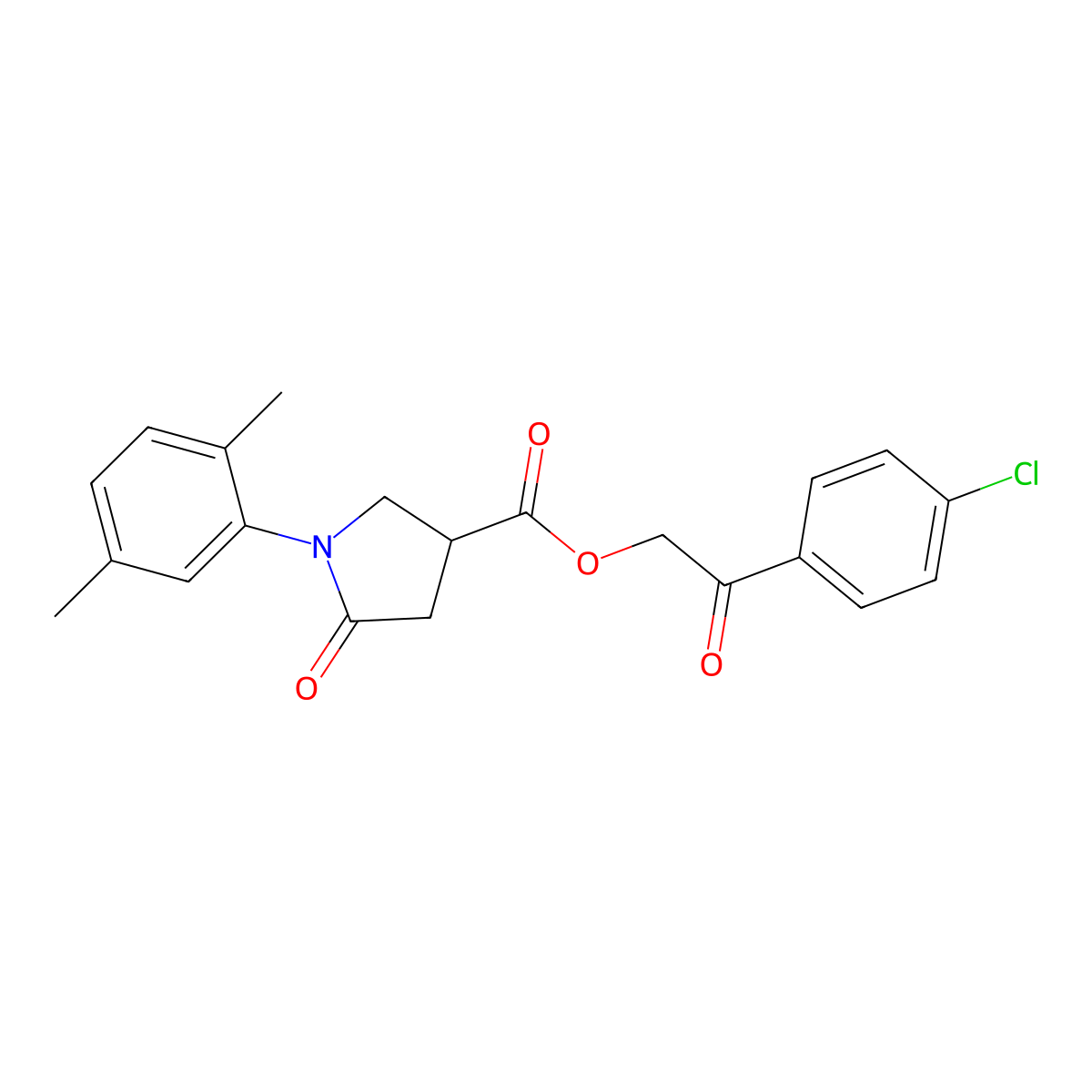 2-(4-Chlorophenyl)-2-oxoethyl 1-(2,5-dimethylphenyl)-5-oxo-3-pyrrolidinecarboxylate molecular structure, CAS 726139-71-5