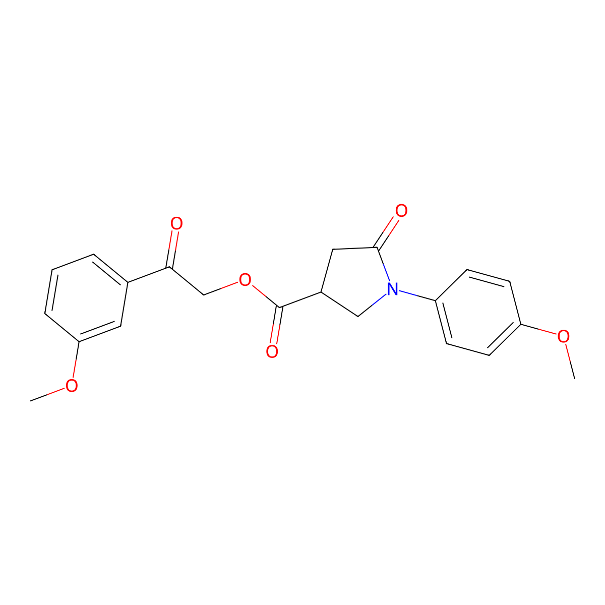 2-(3-Methoxyphenyl)-2-oxoethyl 1-(4-methoxyphenyl)-5-oxo-3-pyrrolidinecarboxylate molecular structure, CAS 726139-83-9