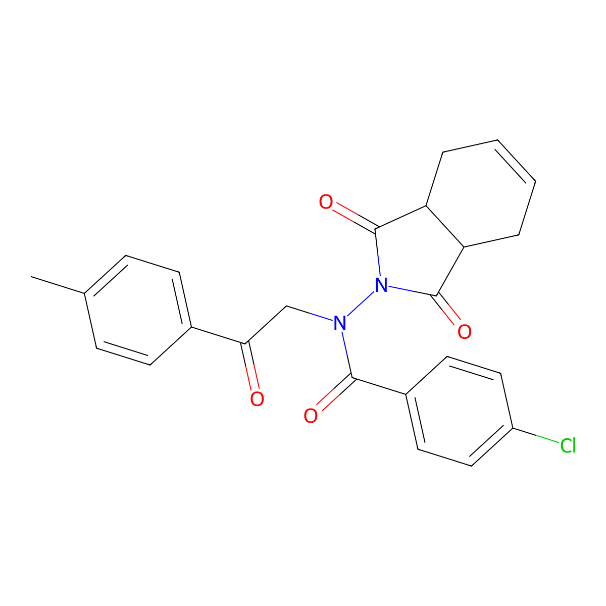 4-chloro-N-(1,3-dioxo-3a,4,7,7a-tetrahydroisoindol-2-yl)-N-[2-(4-methylphenyl)-2-oxoethyl]benzamide molecular structure, CAS 726140-54-1