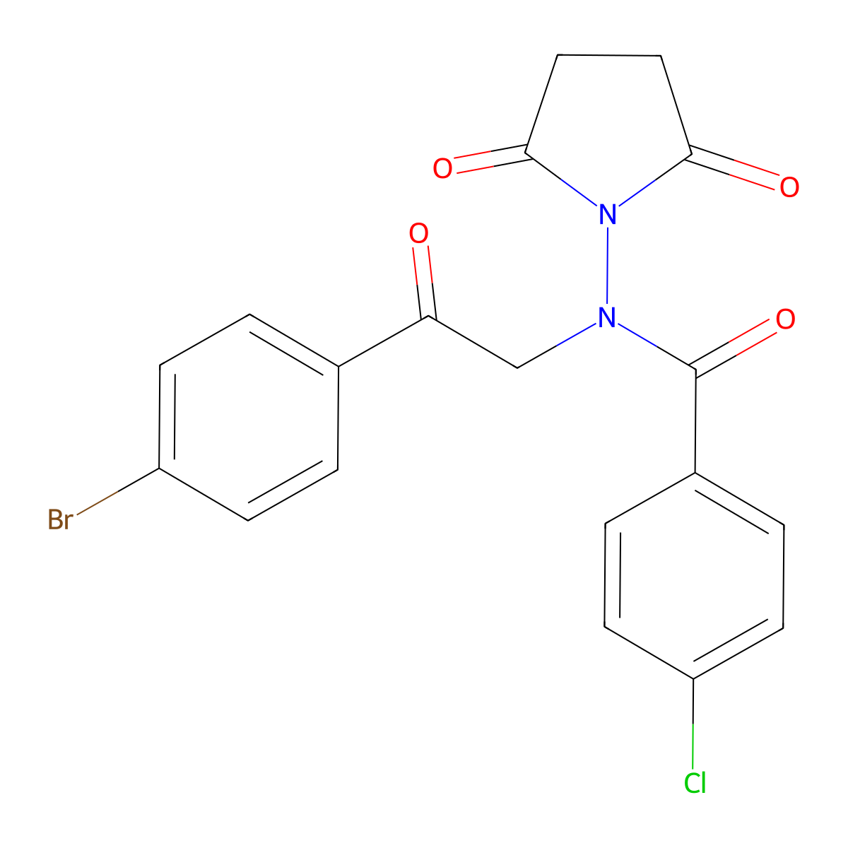 N-[2-(4-bromophenyl)-2-oxoethyl]-4-chloro-N-(2,5-dioxopyrrolidin-1-yl)benzamide molecular structure, CAS 726140-69-8