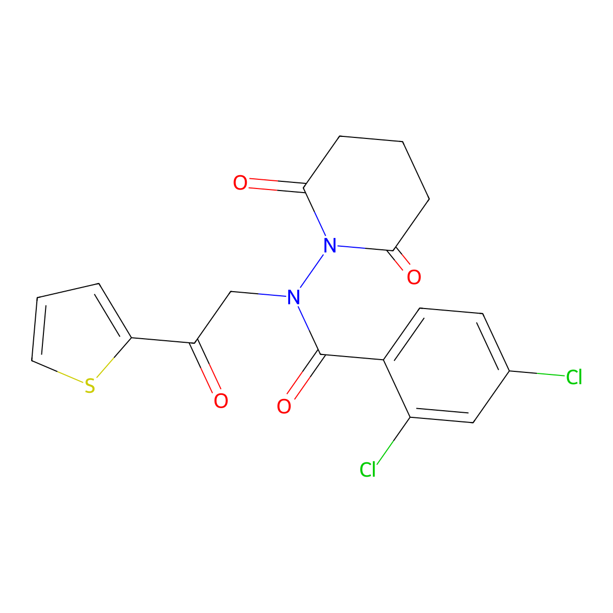 2,4-dichloro-N-(2,6-dioxopiperidin-1-yl)-N-(2-oxo-2-thiophen-2-ylethyl)benzamide molecular structure, CAS 726140-91-6
