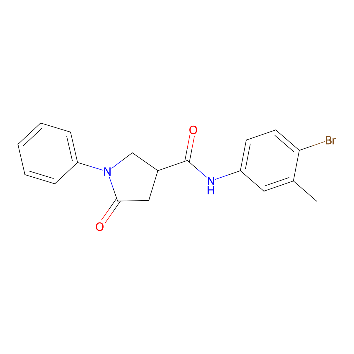 N-(4-bromo-3-methylphenyl)-5-oxo-1-phenylpyrrolidine-3-carboxamide molecular structure, CAS 726141-03-3