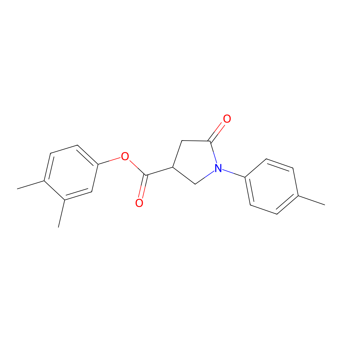 3,4-Dimethylphenyl 1-(4-methylphenyl)-5-oxo-3-pyrrolidinecarboxylate molecular structure, CAS 726141-59-9