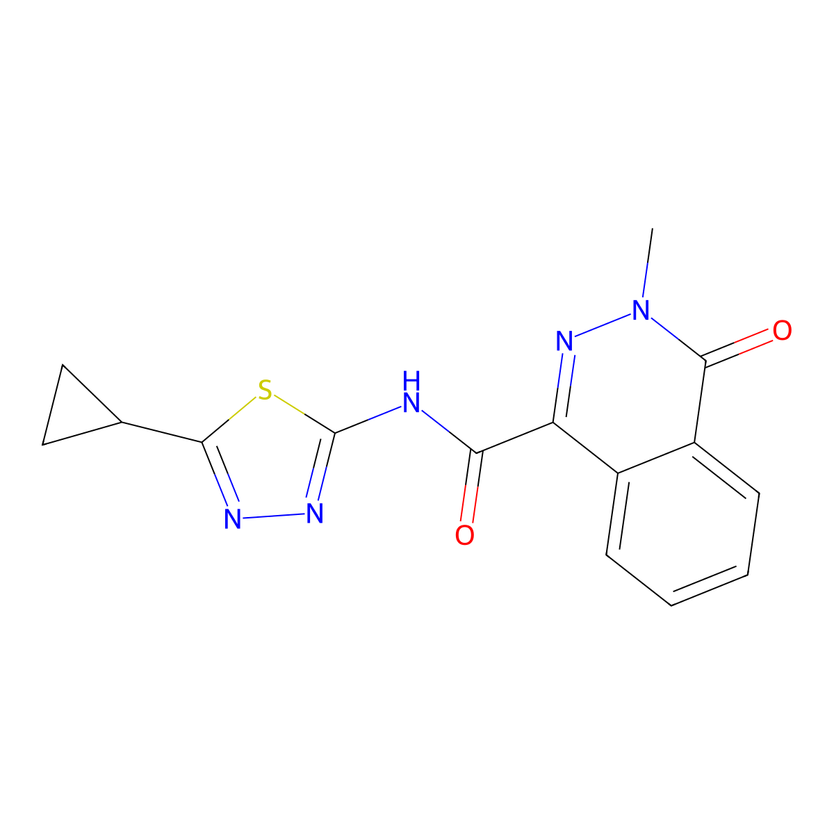 N-(5-cyclopropyl-1,3,4-thiadiazol-2-yl)-3-methyl-4-oxo-3,4-dihydrophthalazine-1-carboxamide molecular structure, CAS 726144-19-0