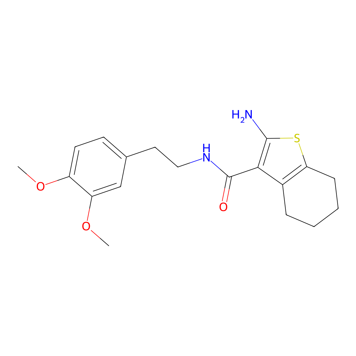 2-amino-N-[2-(3,4-dimethoxyphenyl)ethyl]-4,5,6,7-tetrahydro-1-benzothiophene-3-carboxamide molecular structure, CAS 726145-40-0