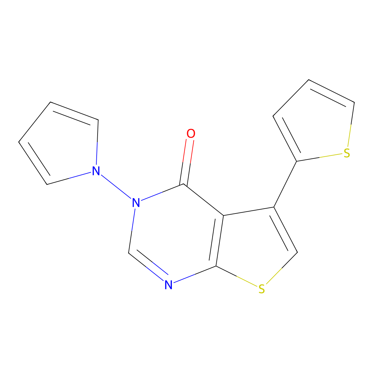 3-(1H-pyrrol-1-yl)-5-(thiophen-2-yl)thieno[2,3-d]pyrimidin-4(3H)-one molecular structure, CAS 726147-47-3