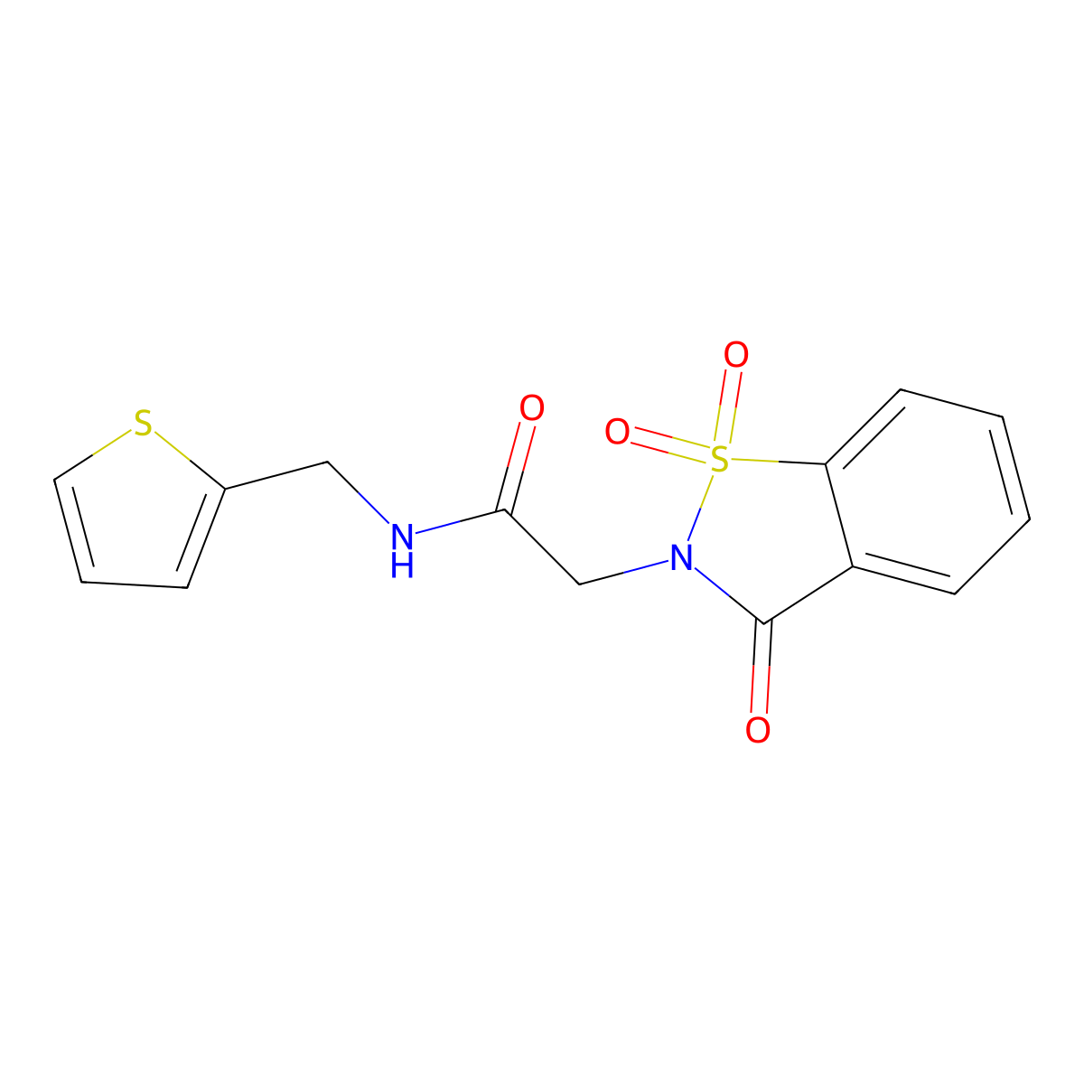 N-(thiophen-2-ylmethyl)-2-(1,1,3-trioxo-1,2-benzothiazol-2-yl)acetamide molecular structure, CAS 726148-14-7