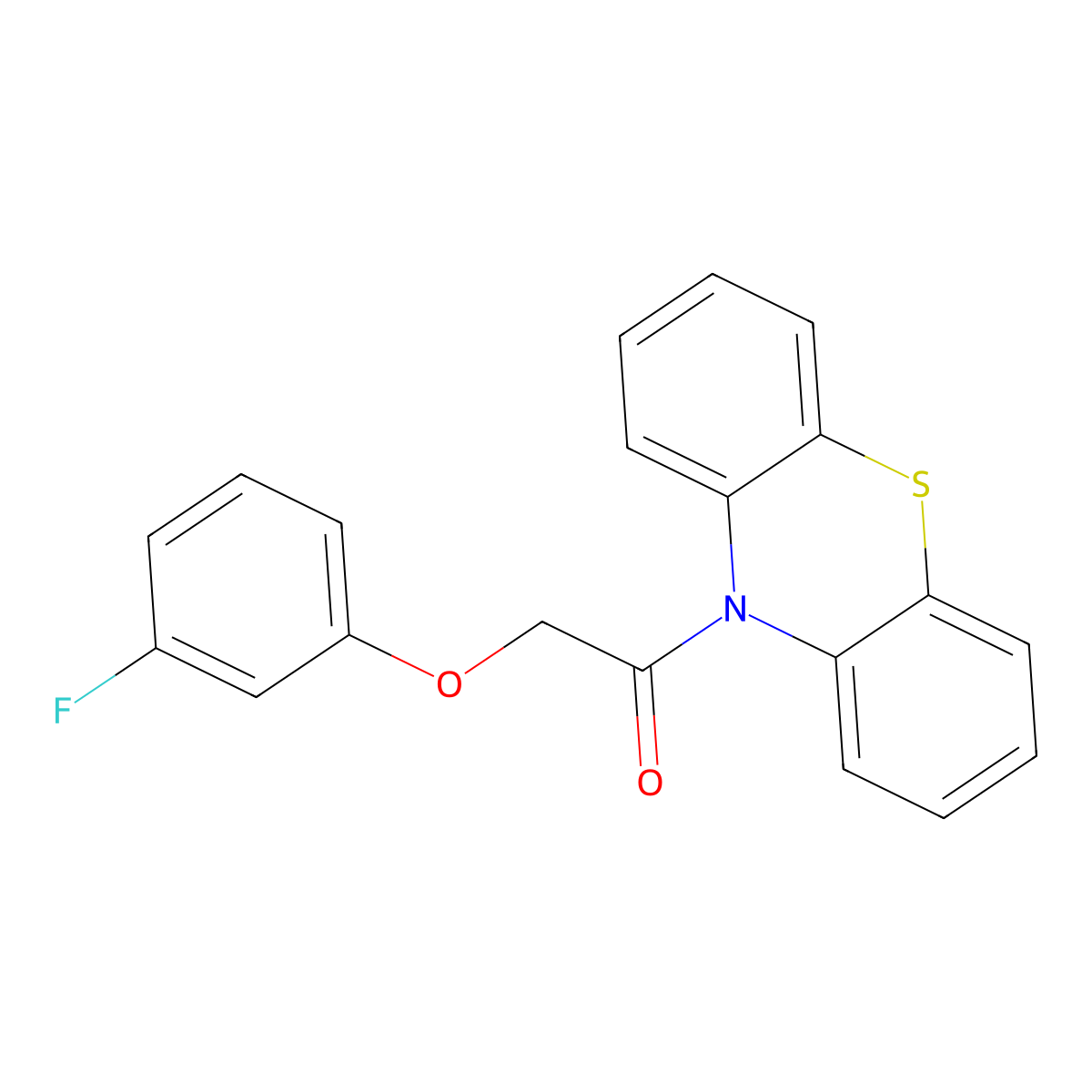 2-(3-Fluorophenoxy)-1-phenothiazin-10-ylethan-1-one molecular structure, CAS 726149-97-9