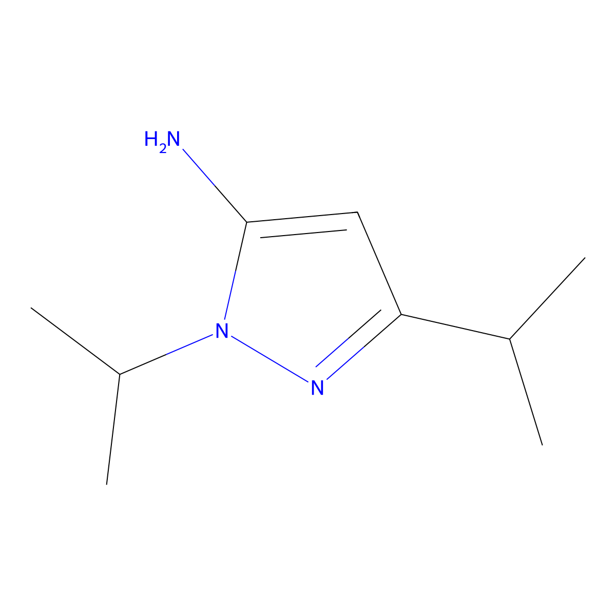 1,3-bis(propan-2-yl)-1H-pyrazol-5-amine molecular structure, CAS 72615-10-2