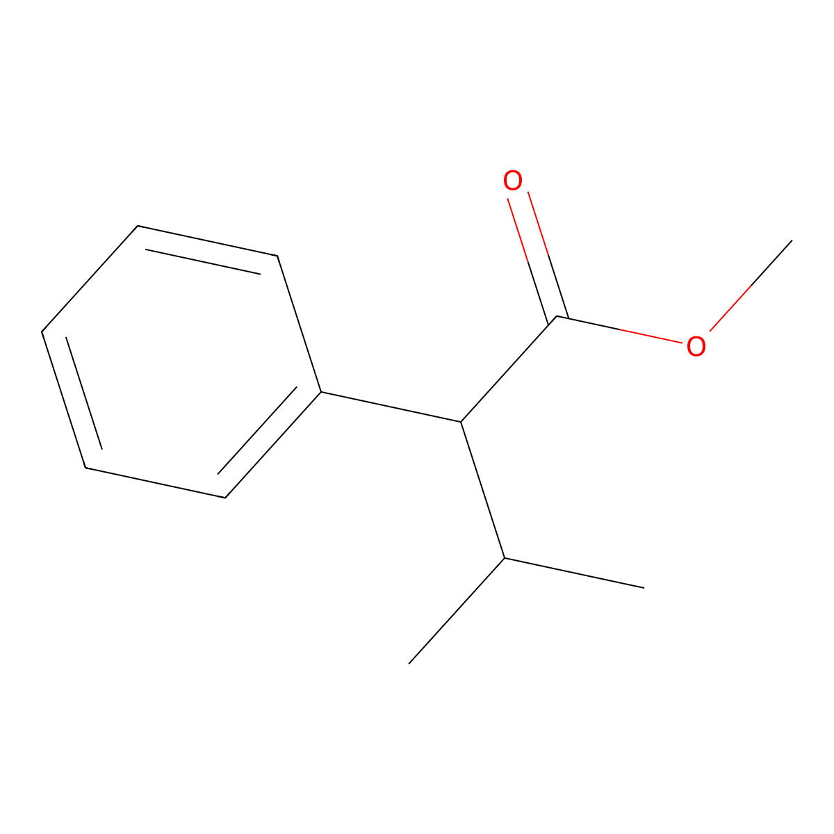 Methyl 3-methyl-2-phenylbutanoate molecular structure, CAS 72615-27-1