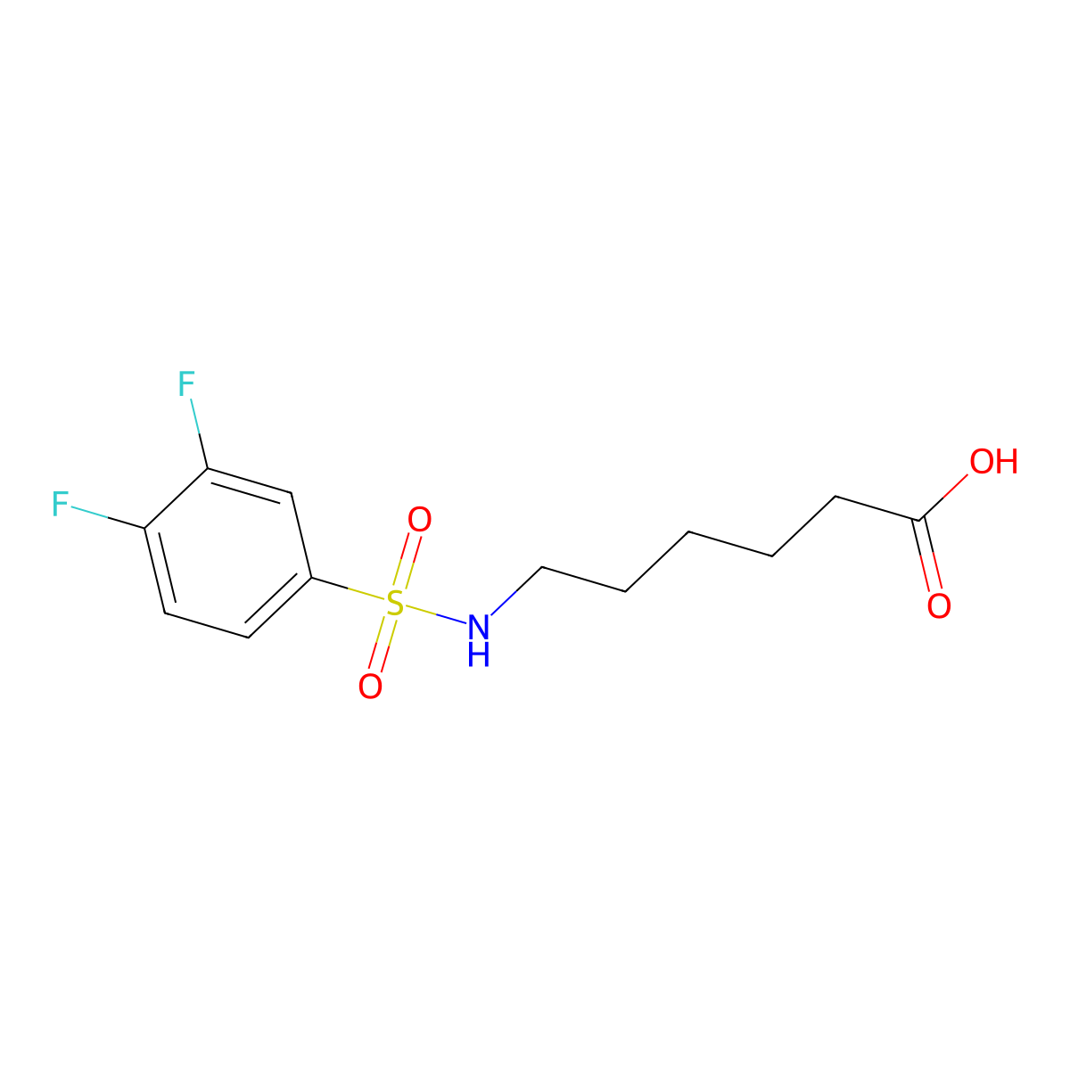 6-(3,4-Difluorobenzenesulfonamido)hexanoic acid molecular structure, CAS 726150-03-4