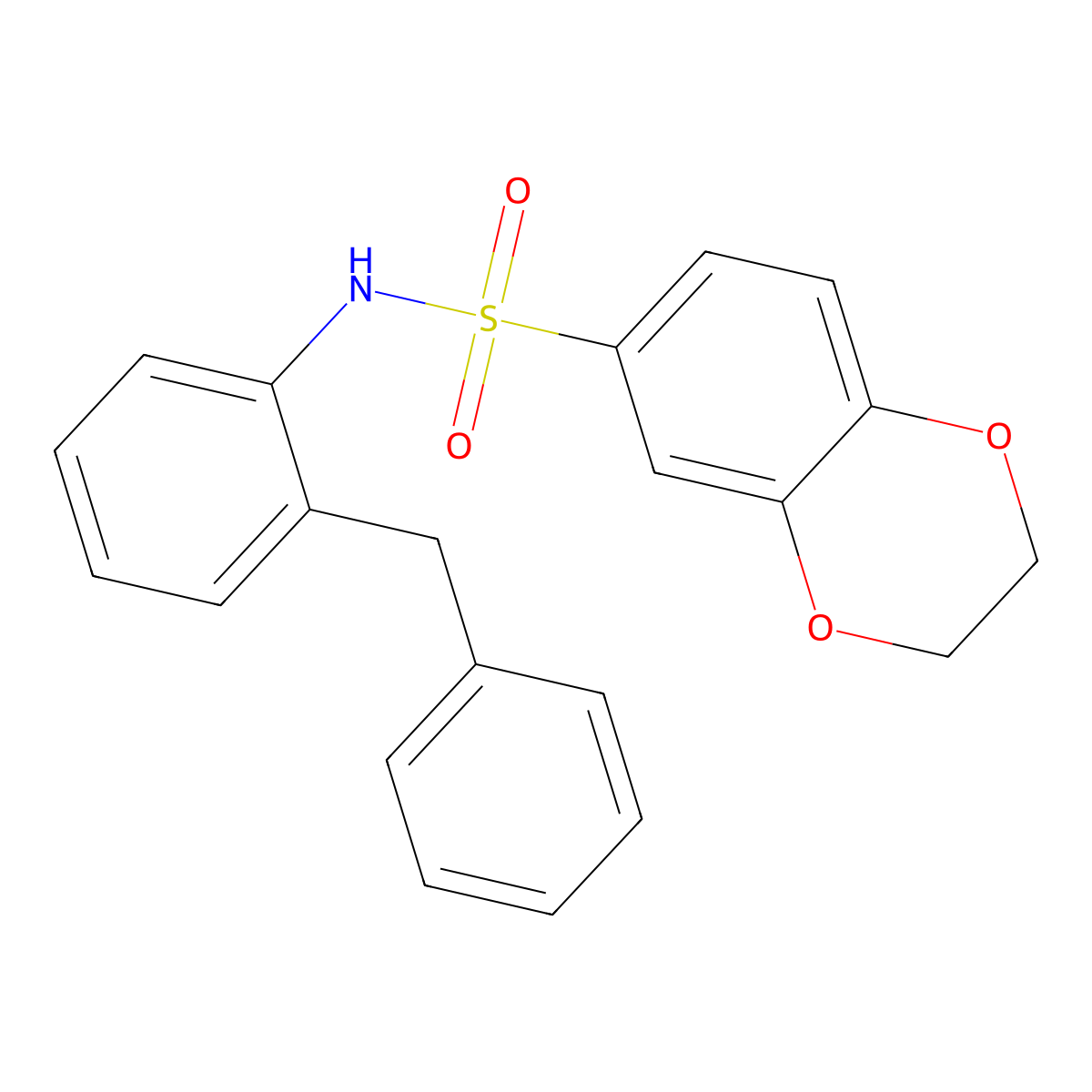 N-(2-benzylphenyl)-2,3-dihydro-1,4-benzodioxine-6-sulfonamide molecular structure, CAS 726150-43-2