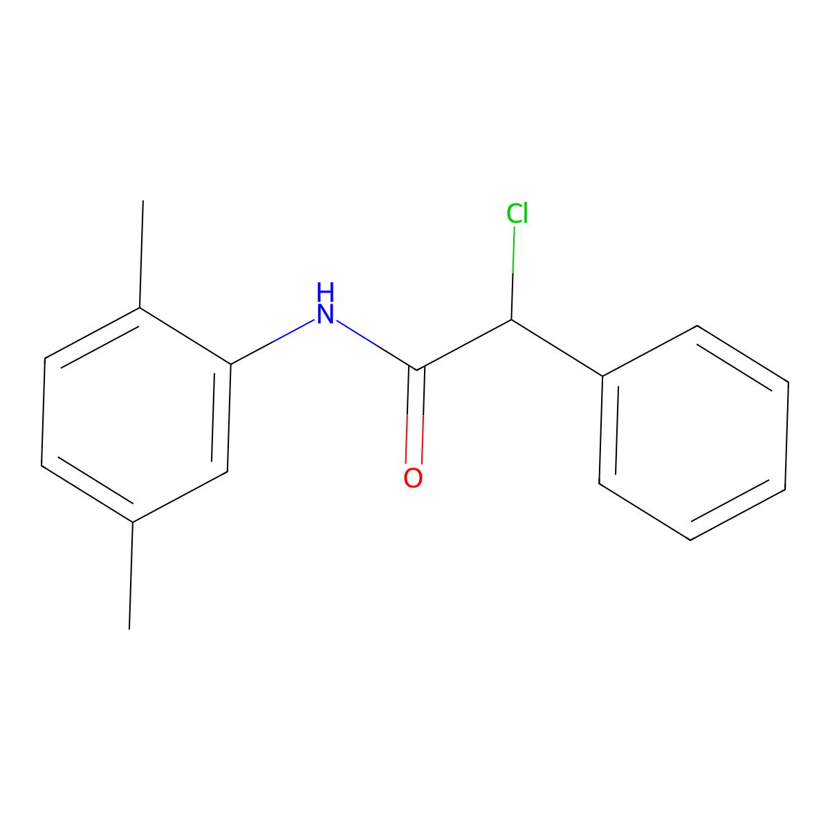 2-chloro-N-(2,5-dimethylphenyl)-2-phenylacetamide molecular structure, CAS 726150-60-3
