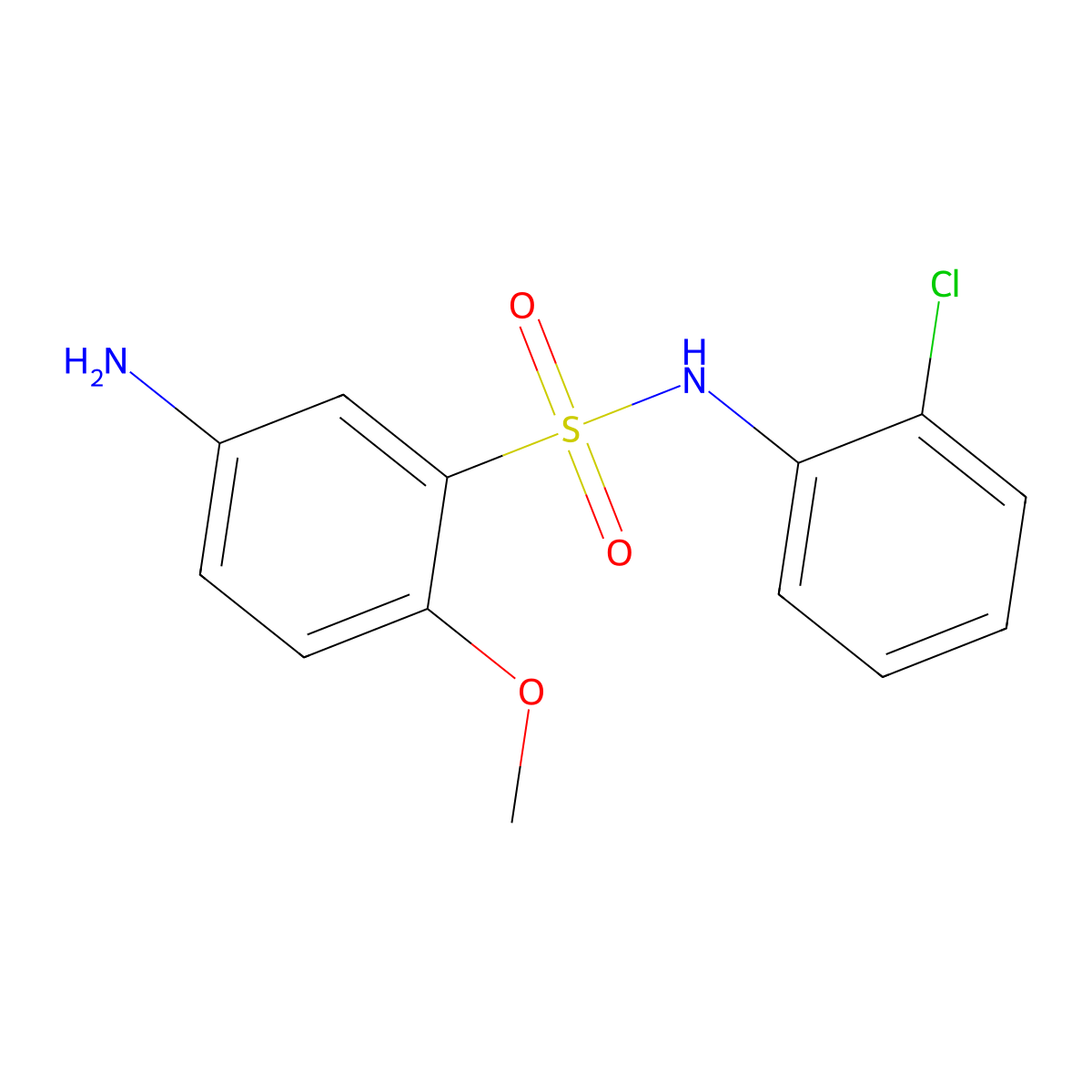 5-amino-N-(2-chlorophenyl)-2-methoxybenzene-1-sulfonamide molecular structure, CAS 726150-67-0