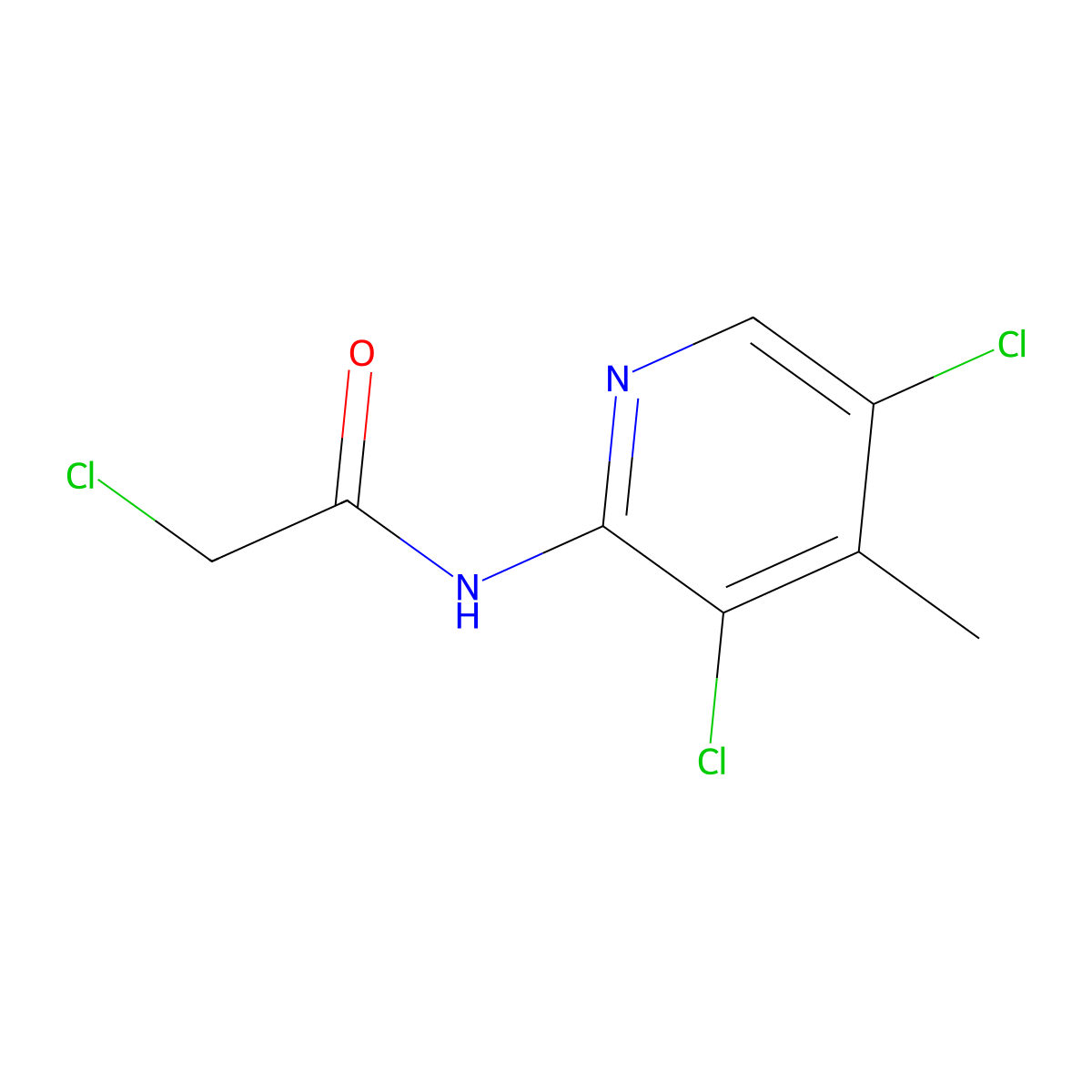 2-chloro-N-(3,5-dichloro-4-methylpyridin-2-yl)acetamide molecular structure, CAS 726150-82-9