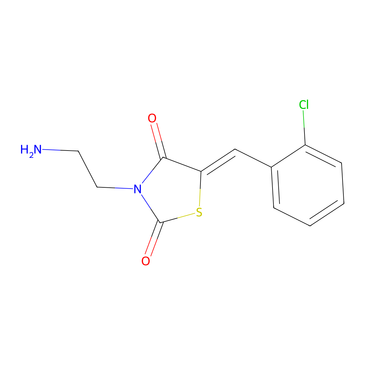 3-(2-Aminoethyl)-5-[(2-chlorophenyl)methylidene]-1,3-thiazolidine-2,4-dione molecular structure, CAS 726151-11-7