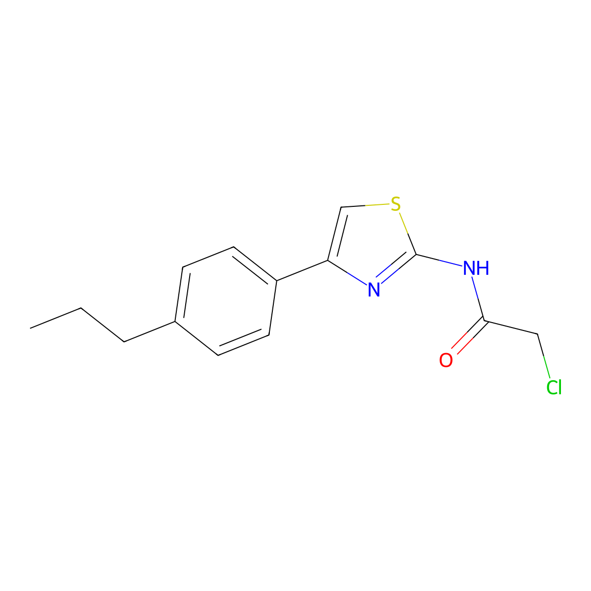 2-chloro-N-[4-(4-propylphenyl)-1,3-thiazol-2-yl]acetamide molecular structure, CAS 726151-39-9