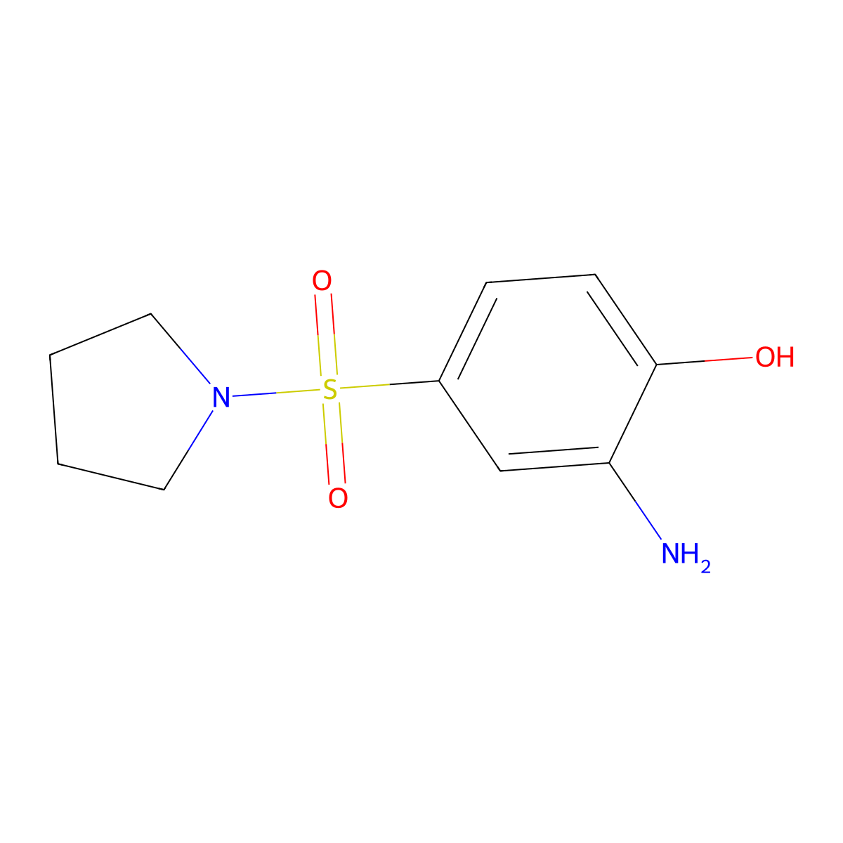 2-Amino-4-(pyrrolidine-1-sulfonyl)phenol molecular structure, CAS 726151-75-3