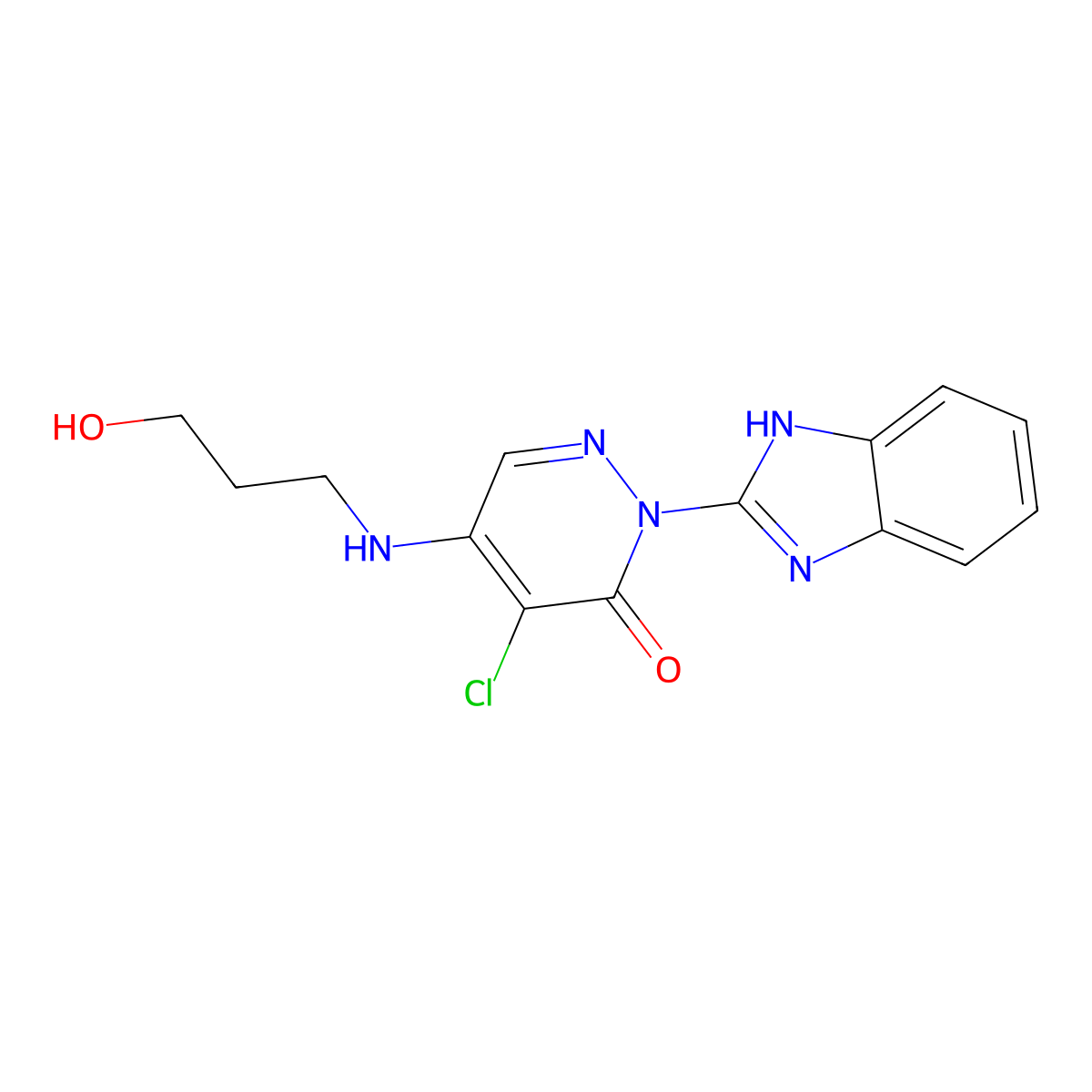 2-(1H-1,3-benzodiazol-2-yl)-4-chloro-5-[(3-hydroxypropyl)amino]-2,3-dihydropyridazin-3-one molecular structure, CAS 726152-52-9
