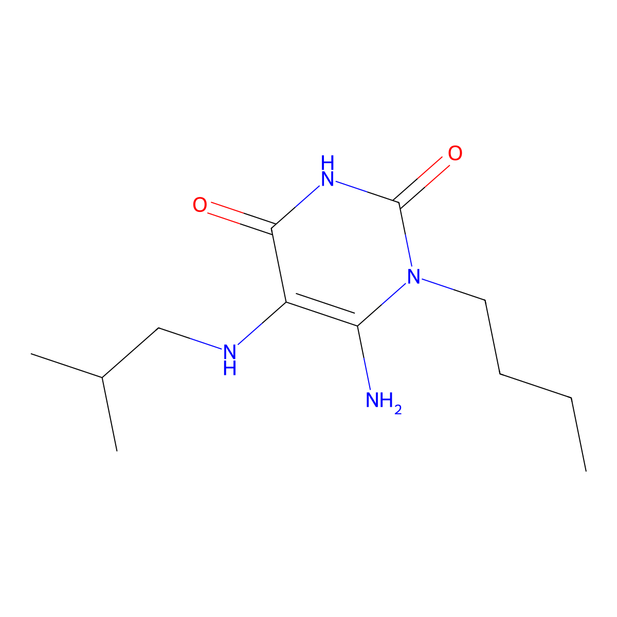 6-Amino-1-butyl-5-[(2-methylpropyl)amino]-1,2,3,4-tetrahydropyrimidine-2,4-dione molecular structure, CAS 726152-59-6